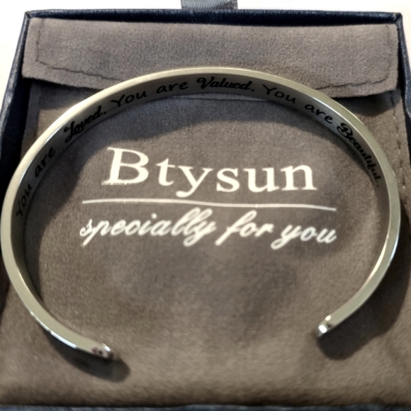 Jewelry - Bytsun silver cuff bracelet 'You are loved...'